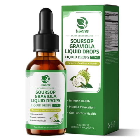 Soursop Graviola Leaf Extract Liquid Drops, High-Absorption Soursop Bitters Liquid for Immune Boost and Sleep, Herbal Supplements, Sugar-Free, 30 ml/1 oz