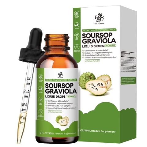 Soursop Graviola Liquid Extract, Natural Antioxidant & Wellness Support, Non-GMO, 2 fl oz