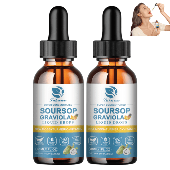 Soursop Graviola Liquid Drops, High Absorption Soursop Graviola Leaf Extract Dietary Supplement for Cell Support & Regeneration, Support Liver & Immune, Pineapple Flavor, 2 Fl Oz