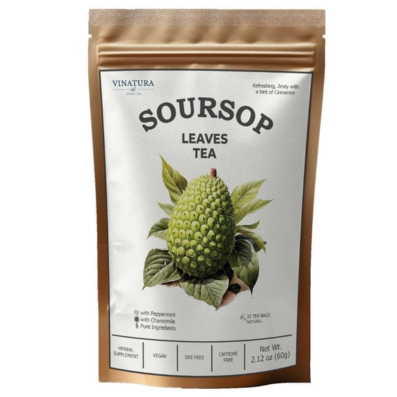 Soursop Tea Leaves bags - Pure Graviola Leaf, Peppermint, Chamomile & Cinnamon - All natural, Dye-free bag - Herbal Tea for Health, Refreshing Brew, Zesty Taste - 30 tea bags