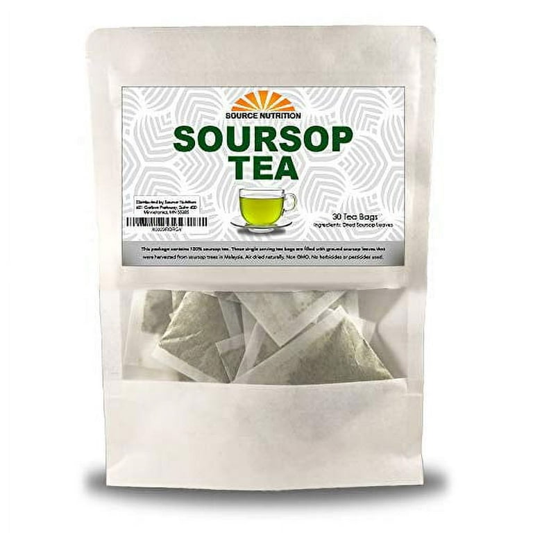Soursop Tea by Source Nutrition - Pure Graviola Tea, Cut and Sifted Leaves,  High in Acetogenins - 30 Tea Bags With Resealable Pouch (Soursop Tea)