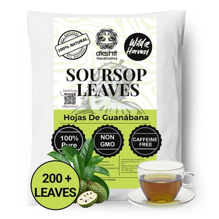 Akshit 200+ Dried Soursop Graviola Leaves, Hojas De Guanabana, Loose Leaf Tea, Non-GMO, Caffeine-Free