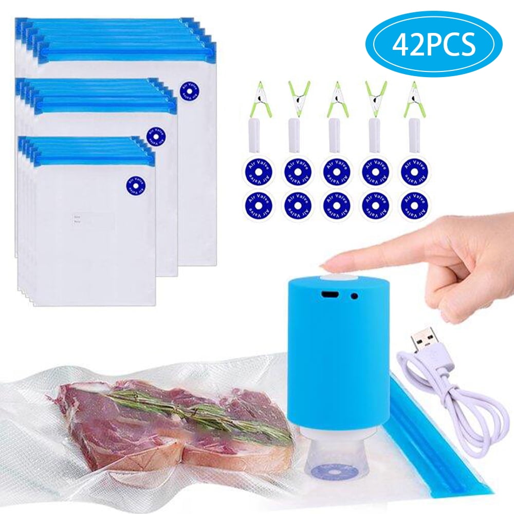 Sous Vide Bags, 1 Set Electric Vacuum Sealer Food Vacuum Sealer & Reusable Vacuum Food Storage Bags for Cooking and Food Storage, Size: 13X5X5CM