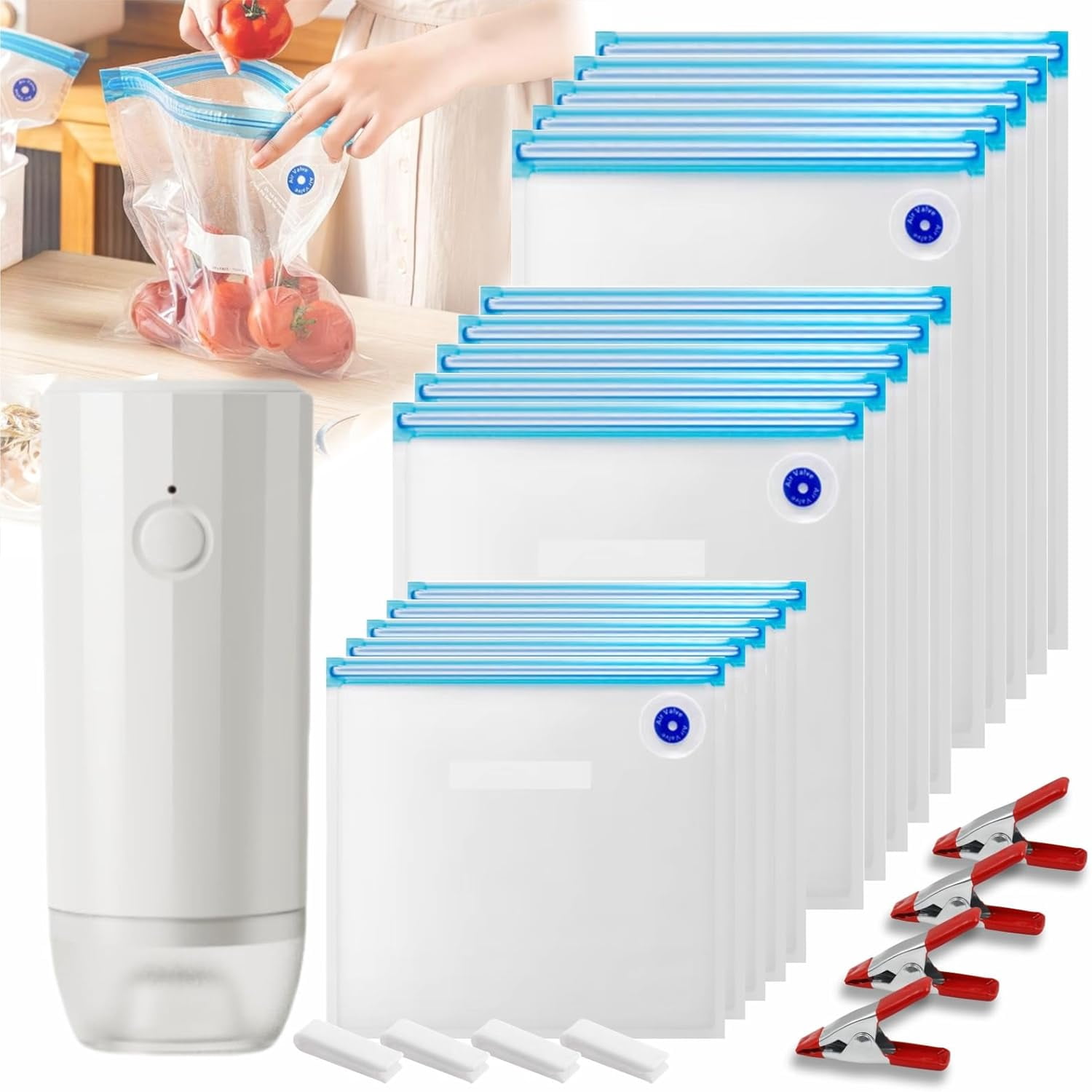 Sous Vide Bags Reusable 30 Pcs, Reusable Vacuum Seal Bags for Food with ...