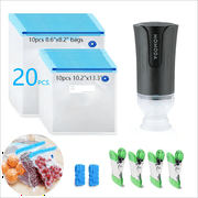 Sous Vide Cooking Bags - Set of 20 | BPA-Free Reusable Vacuum Seal Bags with Air Valve for Joule and Anova Cookers | Freezer Safe Vacuum Food Storage Bags with Upgraded Electric Pump Included
