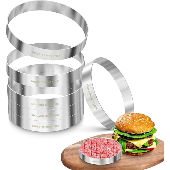 Sous Vide Hamburger Patties Cooking Rings for Immersion Circulator, Make 1/3 LB