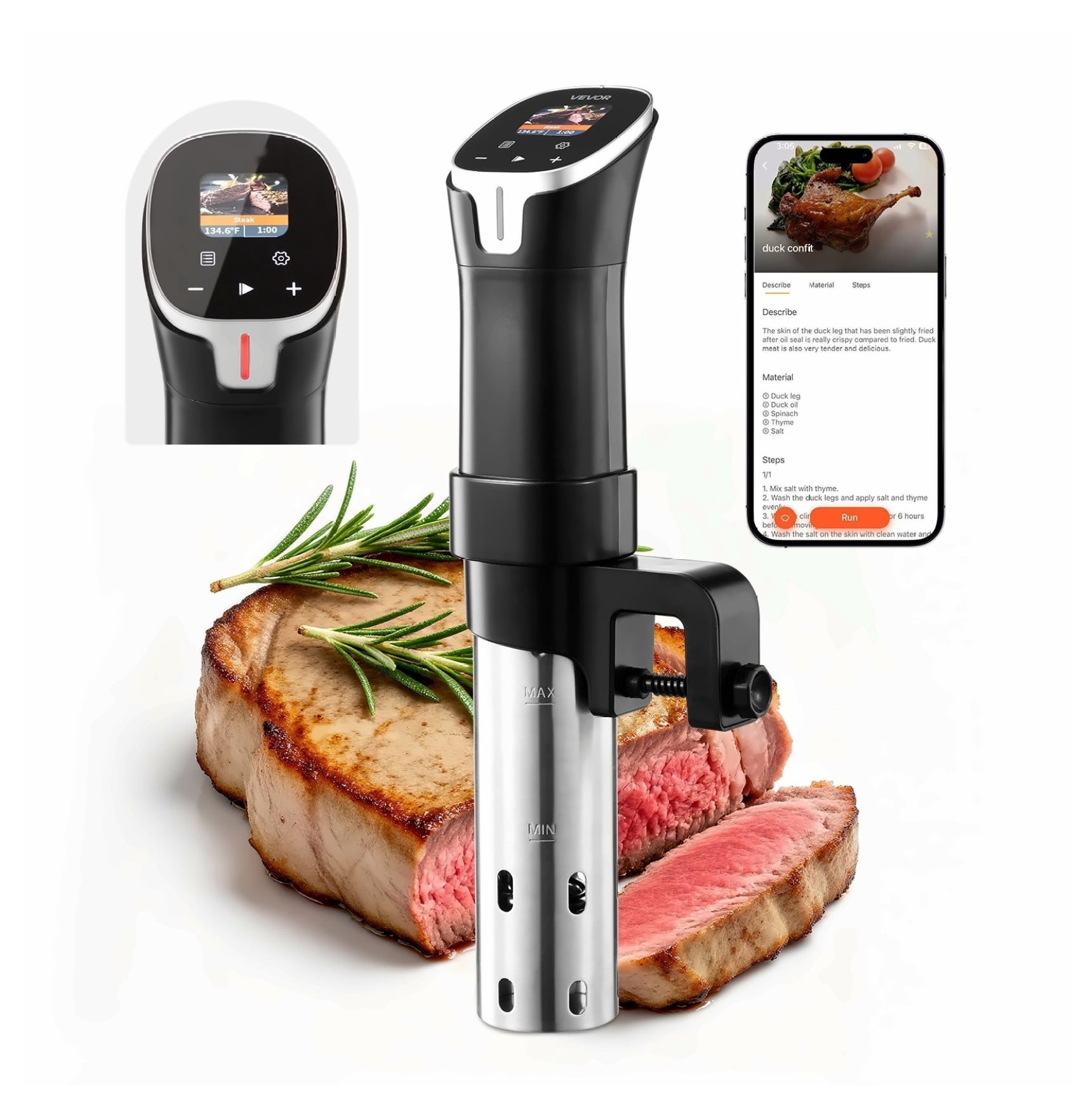 Timer Sa Food Sous Vide Precision Cooker 1100W WIFI Immersion Circulator, LCD ...