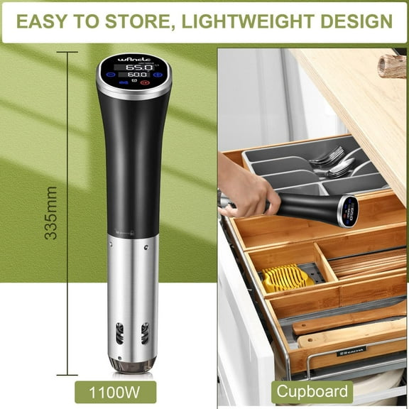 Sous Vide,  Sous Vide Cooker 1100W IPX7 Waterproof Thermal Immersion Circulator With Reservation Function, Easy to store