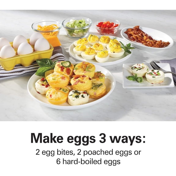 Sous Vide Style Electric Egg Bite Maker, Hard Boiled Egg Cooker & Poacher with Removable Nonstick Tray, Makes 2 in Under 10 Minutes, Teal (25511)