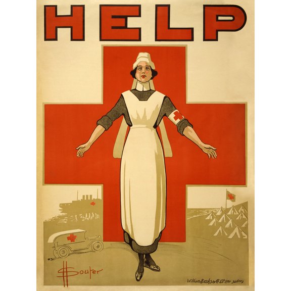 Souter WWI War Nurse Red Cross Australia Help Advert Extra Large XL Wall Art Poster Print