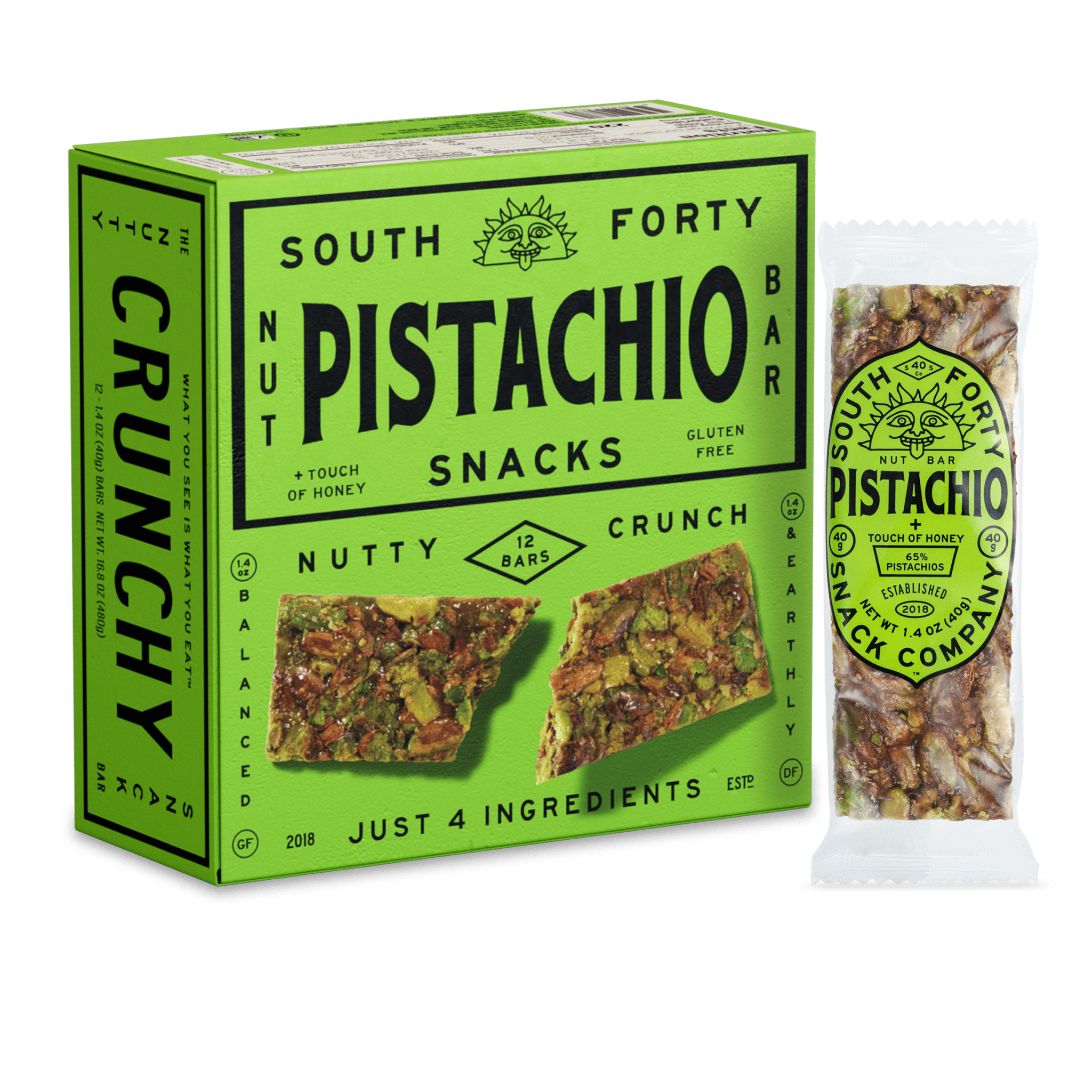 South 40 Snacks, Crunchy Pistachio Nut Bars, 12 pk - Walmart.com
