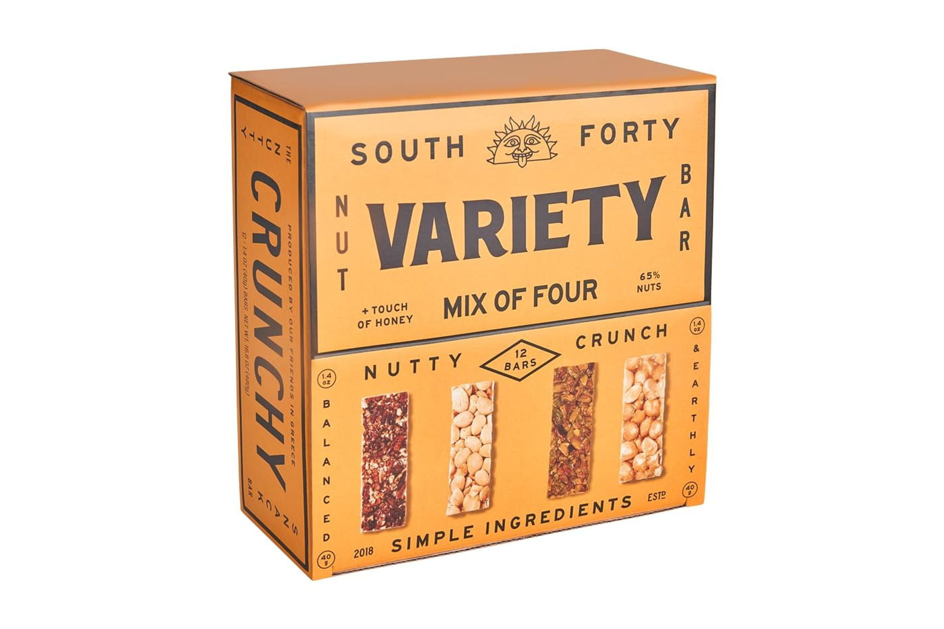 South 40 Snacks Mix of 4 Premium Nut Bars, Extra Crunchy and Simple Nut