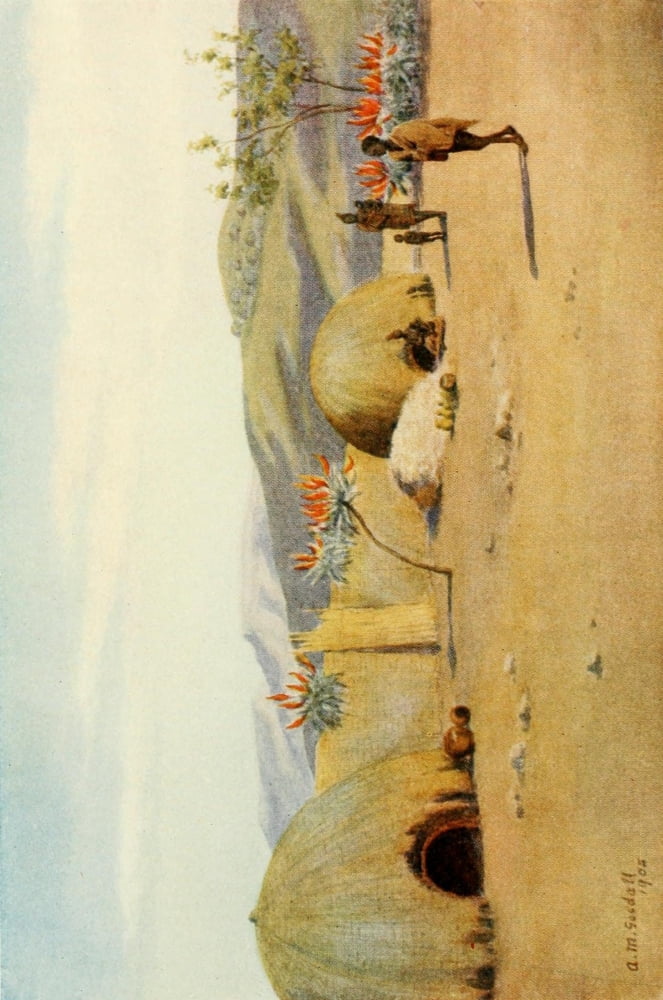 South Africa 1910 A kraal Canvas Art - AM Goodall (24 x 36)