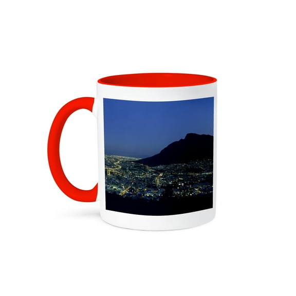 South Africa, Cape Town, City Panorama, Table Mountain-Af42 Pso0026 - Paul Souders, 11oz Two-Tone Red Mug