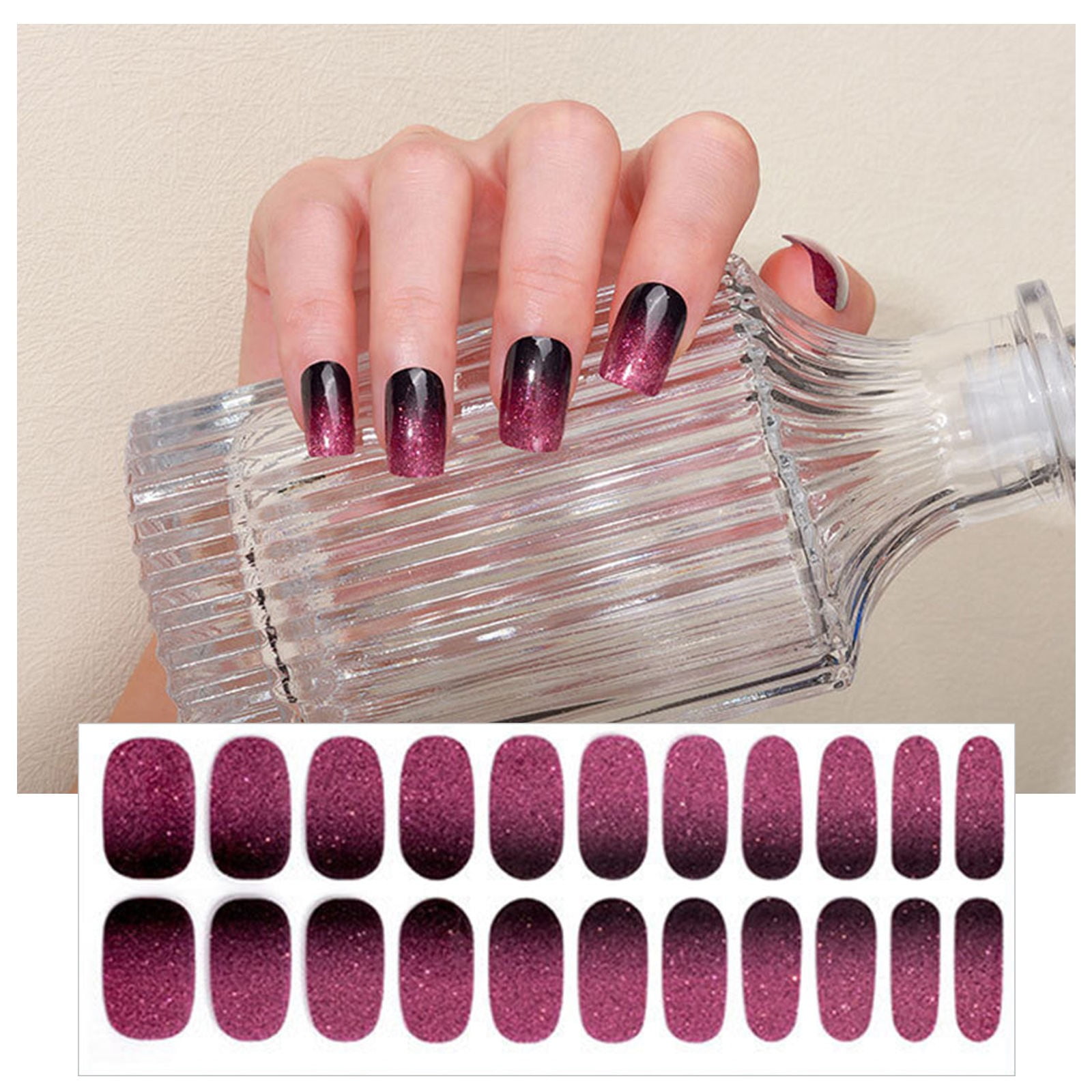 Diva Nails on Gel Stickers Nail Stickers for on Nails Nail Stickers for Acrylic Nails Extra Long Tips for Nails Coffin Shape Colors Finger Wraps for Nail Techs Semi Cu Gel Nail Strips Cute