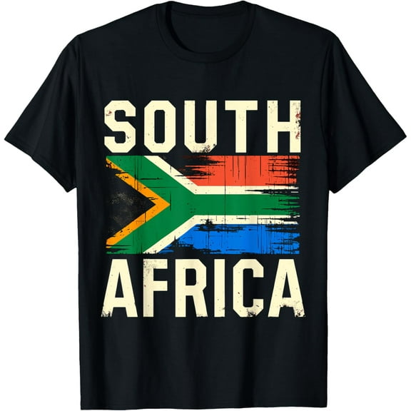 South Africa Flag African T-ShirtMen and women, Black T-shirt, size: Extra large S-4XL