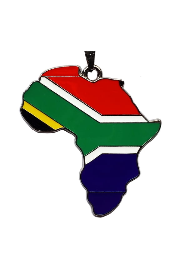 South Africa Flag Pendant Necklace African Map Chain by Dupsie's