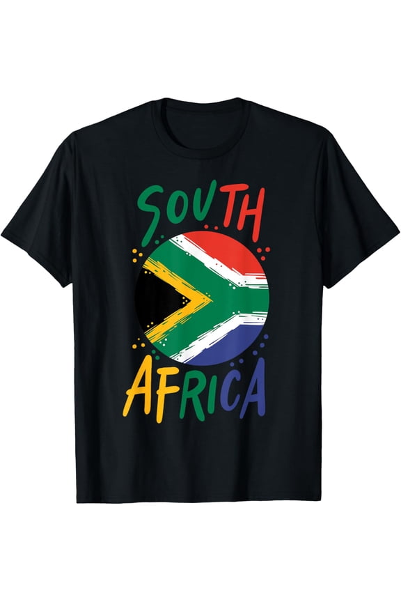 South Africa Flag South Africans T-ShirtMen and women, Black T-shirt, size: Extra large S-4XL