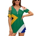 thumbnail image 1 of South Africa Flag Women Short Sleeve Tops O-Neck Hollow Out Shoulder Strap Tees Streetwear South Africa Flag South Africa, 1 of 3