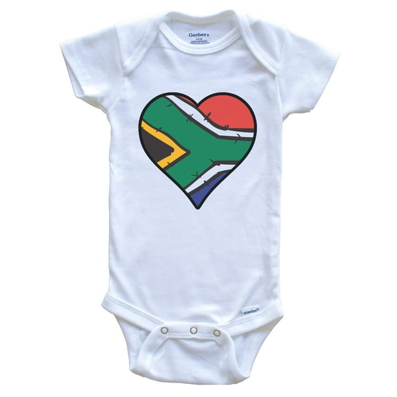 South Africa Heart South African Flag Baby Bodysuit