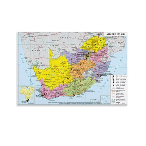 South Africa Map Posters Poster Decorative Painting Canvas Wall Art Living Room Posters Bedroom Painting 08x12inch(20x30cm)