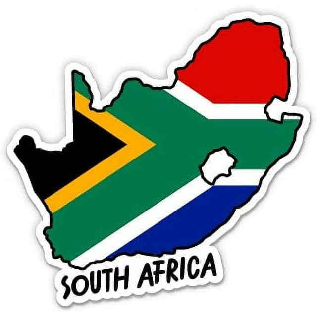 South Africa Map with Flag - Vinyl Sticker - 7