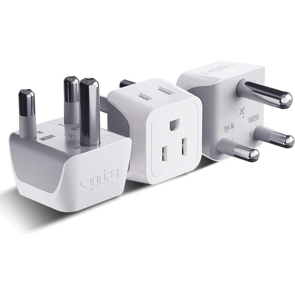 South Africa, Namibia Travel Adapter Plug with Dual Usa Input - Type M - Ultra Compact - Safe Grounded Perfect for Cell Phones, Laptops, Camera Chargers and More 3 Pack (CT-10L)