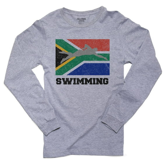 South Africa - Olympic - Swimming - Flag - Silhouette Men's Long Sleeve Grey T-Shirt