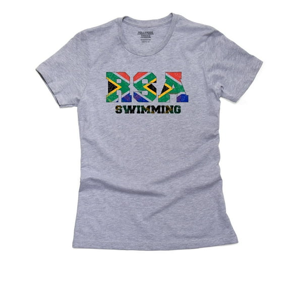 South Africa Swimming - Olympic Games - Rio - Flag Women's Cotton Grey T-Shirt