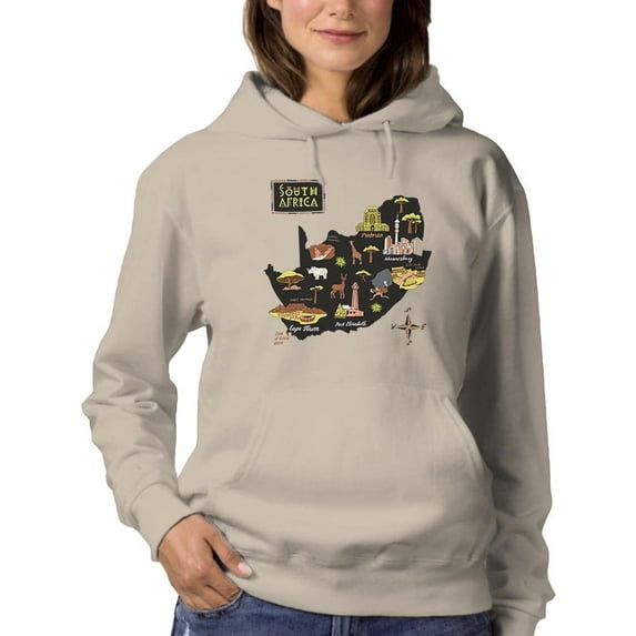 South Africa Tourist Map Hoodie Women -Image by Shutterstock, Female x-Large