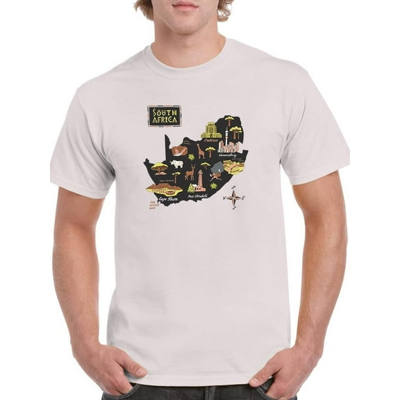 South Africa Tourist Map T-Shirt Men -Image by Shutterstock, Male 4X-Large