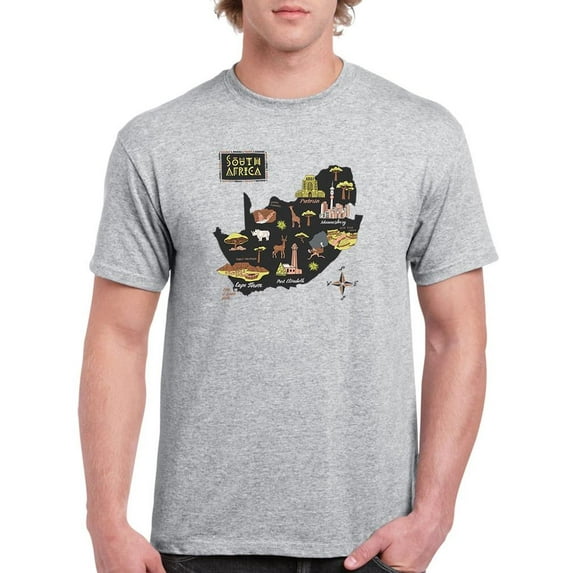 South Africa Tourist Map T-Shirt Men -Image by Shutterstock, Male 5X-Large