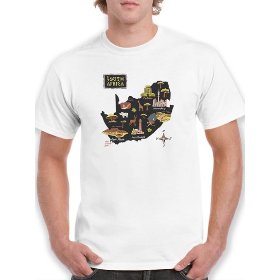 South Africa Tourist Map T-Shirt Men -Image by Shutterstock, Male XX-Large