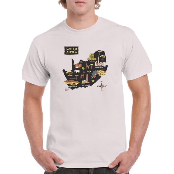 South Africa Tourist Map T-Shirt Men -Image by Shutterstock, Male x-Large