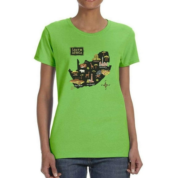 South Africa Tourist Map T-Shirt Women -Image by Shutterstock, Female 3X-Large