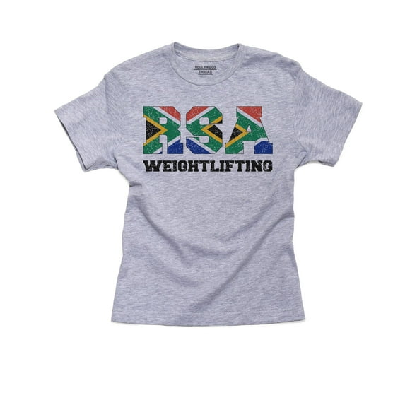 South Africa Weightlifting - Olympic Games - Rio - Flag Boy's Cotton Youth Grey T-Shirt