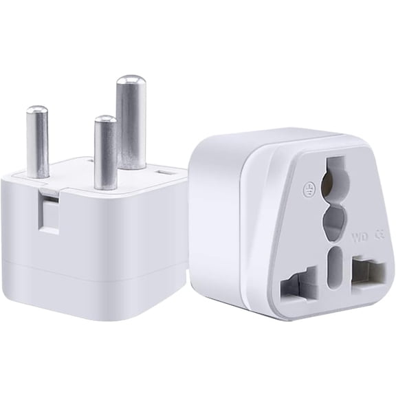 South Africa plug travel adapter, South Africa to // 3-hole socket converter plug, 3-pin round foot, Europe, UK, Australia, Hong Kong, Japan (white)
