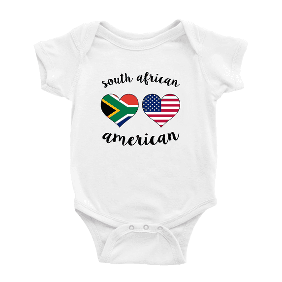 South African American Flag Two Hearts Baby Bodysuit Newborn Clothes Outfits (White, 3-6 Months)