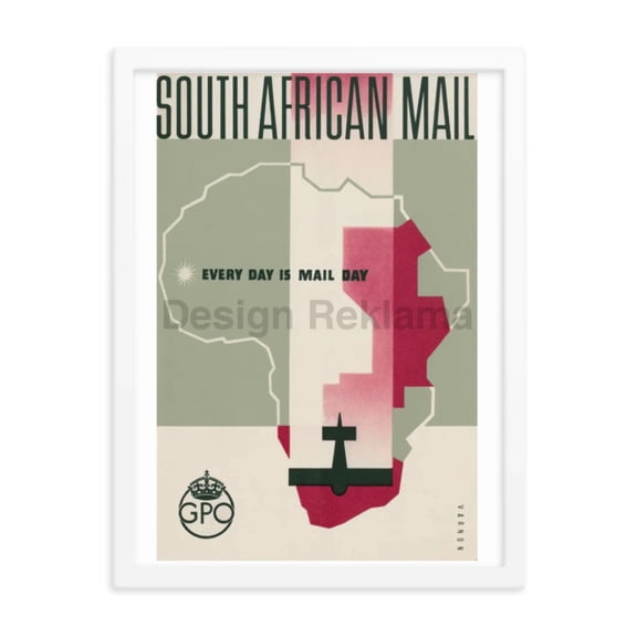 South African Mail U.K. General Post Office circa 1937 Framed Vintage Travel Poster