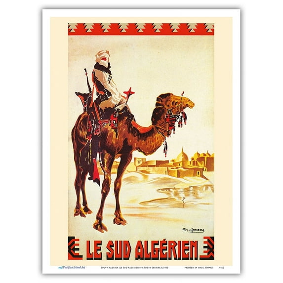 South Algeria (Le Sud Algérien) - Nomad on Camel - Algerian Railway - Vintage Travel Poster by Roger Irriera c.1930 - Master Art Print (Unframed) 9in x 12in