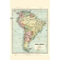 South America 19th Century Antique Style Map Travel World Map with Cities in Detail Map Posters for Wall Map Art Wall Decor Geographical Illustration Travel Cool Wall Art Print Poster 12x18