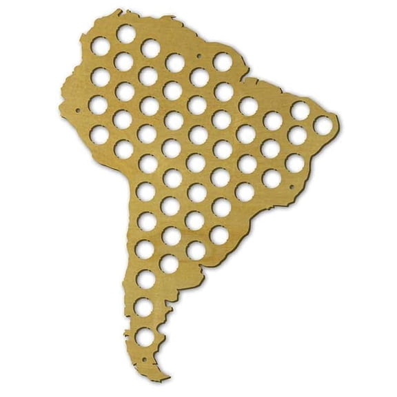 Torched South America Beer Cap Map Wall Mount Decor Beige