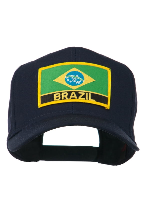 South America Brazil Flag Patched High Pro Style Cap - Navy OSFM