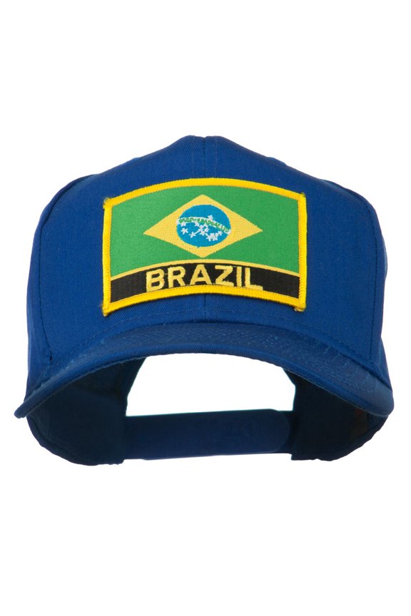 South America Brazil Flag Patched High Pro Style Cap - Royal OSFM