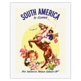 thumbnail image 1 of South America by Clipper - Argentinian Gaucho (Horseman) swinging Boleadoras - Vintage Airline Travel Poster c.1950s - Fine Art Rolled Canvas Print 20in x 26in, 1 of 4