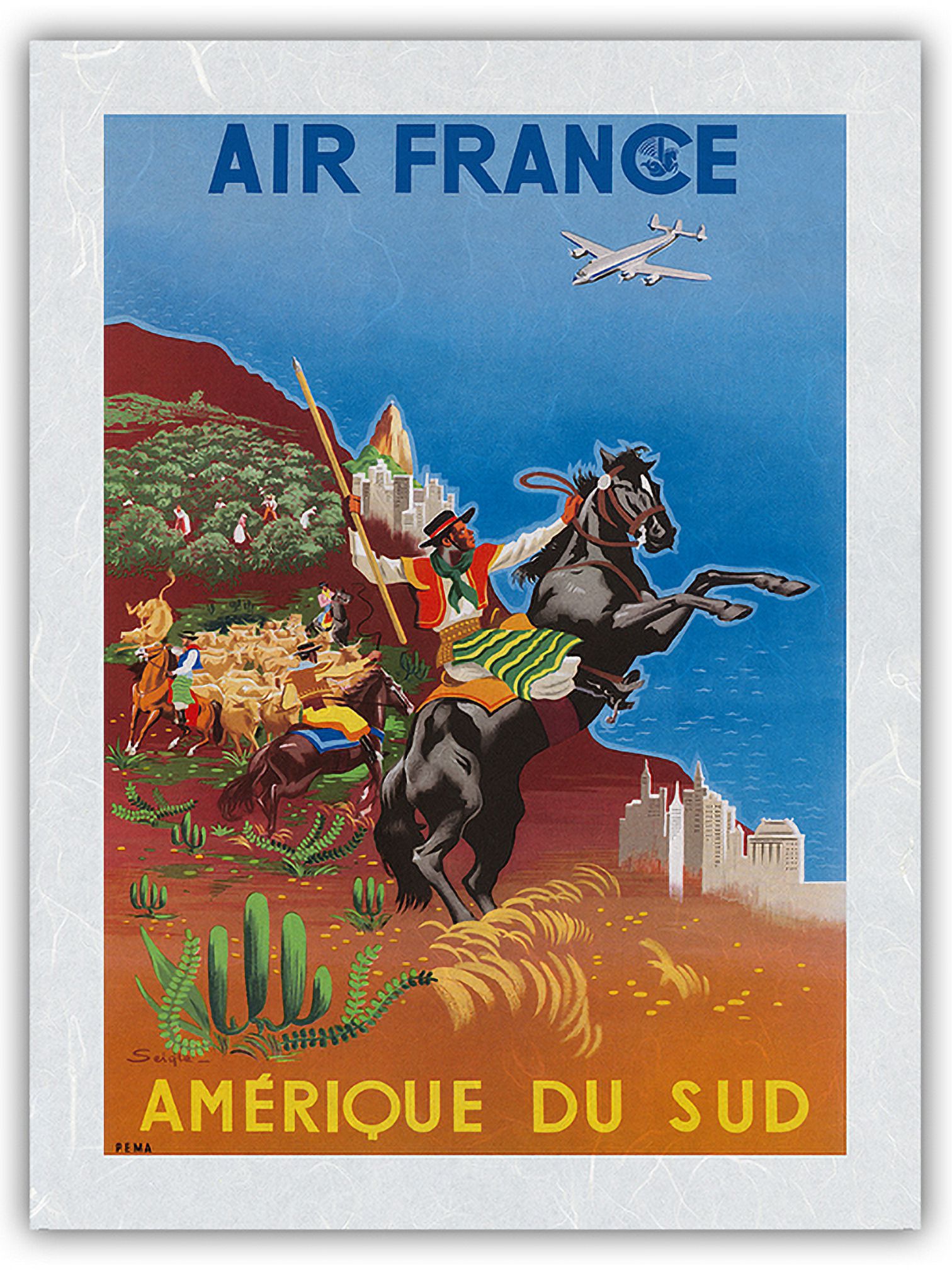 Poster Vintage Airlines Amérique Du Nord - 50x70cm - Haute Qualité