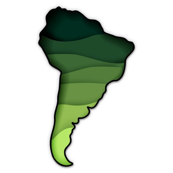 South America Shape Green Pretty - 3" Vinyl Sticker - For Car Laptop Water Bottle Phone - Waterproof Decal