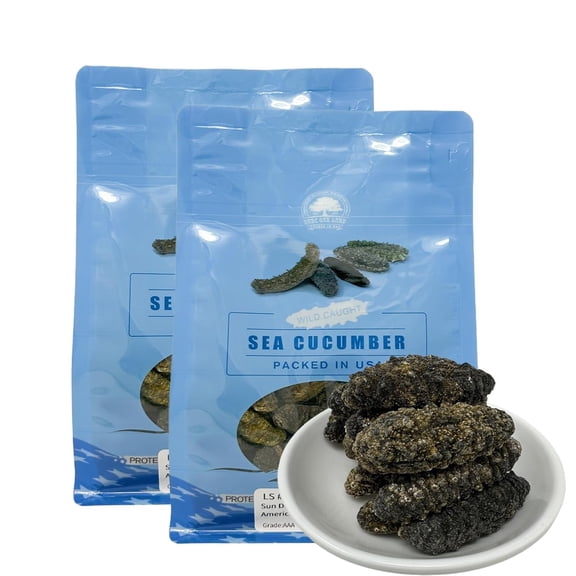 South American Premium Wild Caught Dried Sea Cucumber, 80-100Pcs Sea Cucumber Rich In Protein, Vitamins and Minerals,Grade AAAA Small 1 Pound Bag