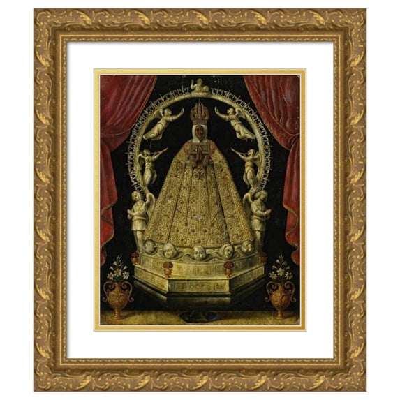 South American School 15x18 Gold Ornate Wood Frame and Double Matted Museum Art Print Titled - The Virgin of the Tabernacle of Toledo (17th Century)