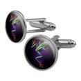 thumbnail image 1 of South American Tree Frog Neon Round Cufflink Set Silver Color, 1 of 6